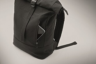 Zippered rolltop 15 inch laptop backpack