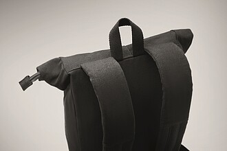 Zippered rolltop 15 inch laptop backpack