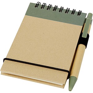 Zuse A7 recycled jotter notepad with pen, heather green