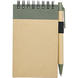 Zuse A7 recycled jotter notepad with pen, heather green