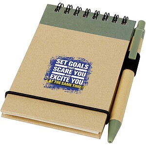 Zuse A7 recycled jotter notepad with pen, heather green